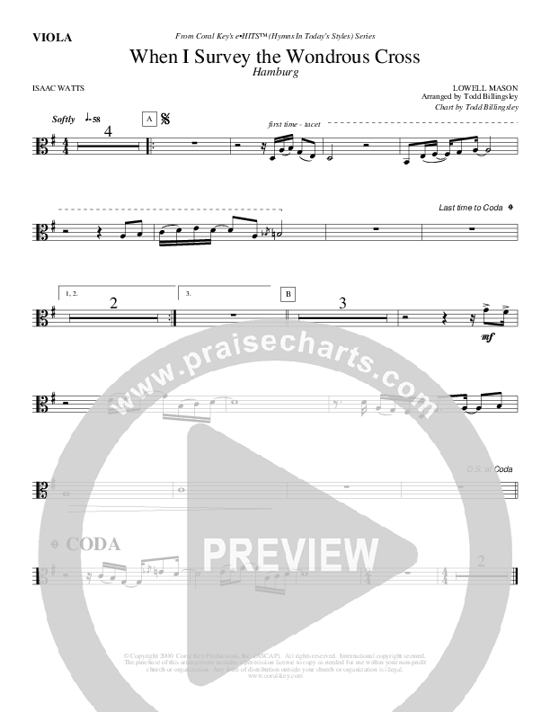 When I Survey The Wondrous Cross Viola (Todd Billingsley)