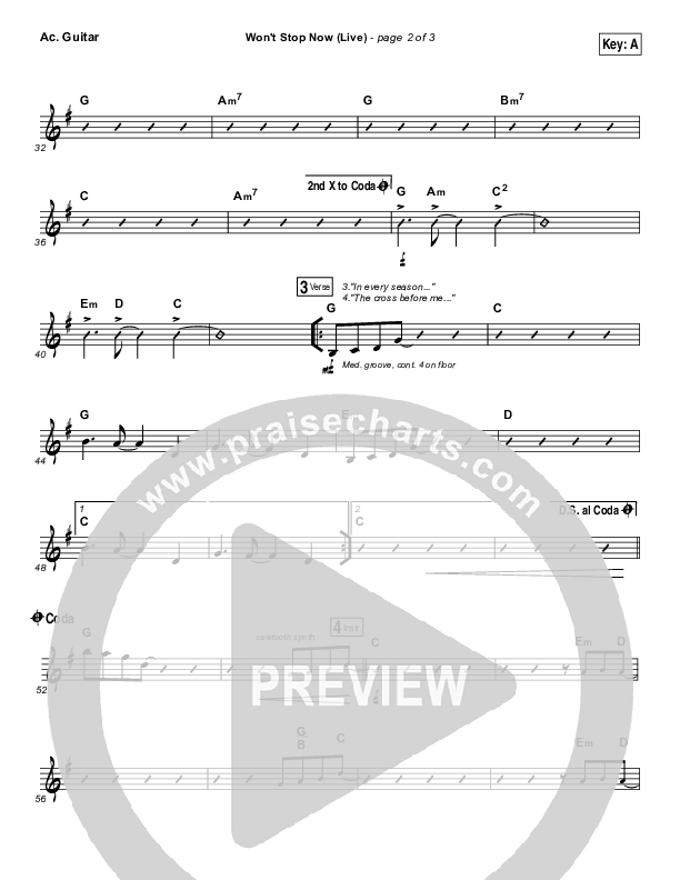 Won't Stop Now (Live) Acoustic Guitar (Elevation Worship / Brandon Lake)