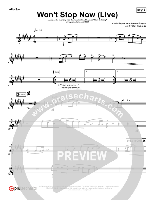 Won't Stop Now (Live) Alto Sax (Elevation Worship / Brandon Lake)