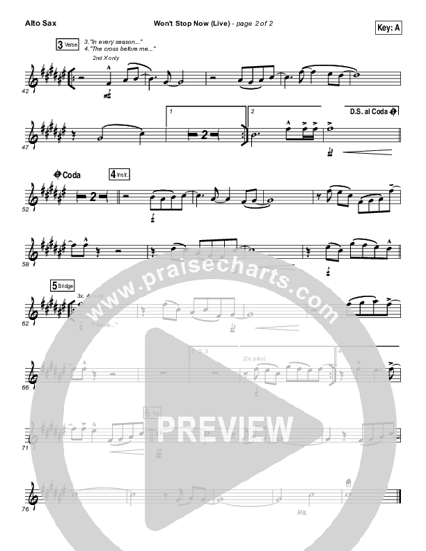 Won't Stop Now (Live) Alto Sax (Elevation Worship / Brandon Lake)