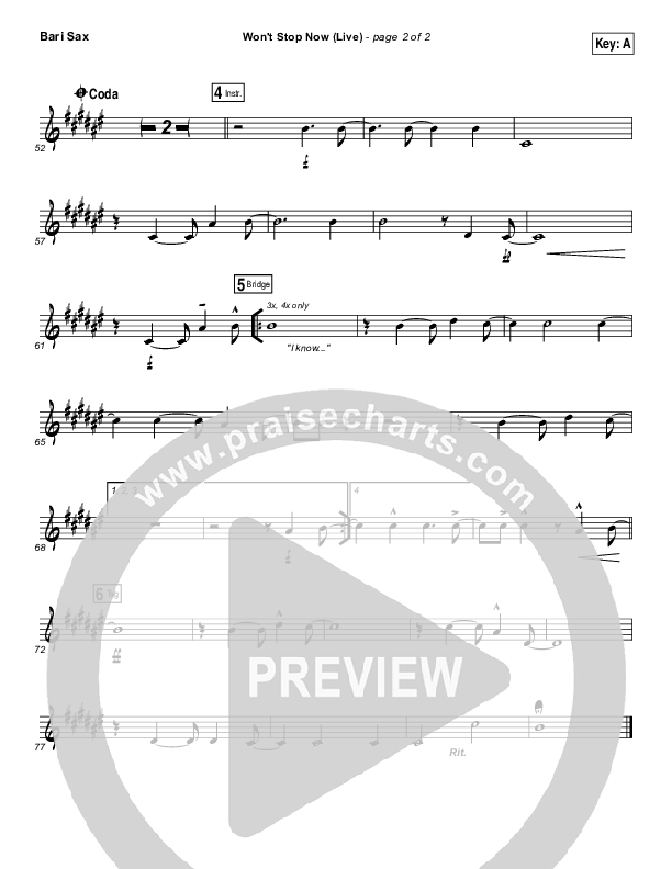 Won't Stop Now (Live) Bari Sax (Elevation Worship / Brandon Lake)