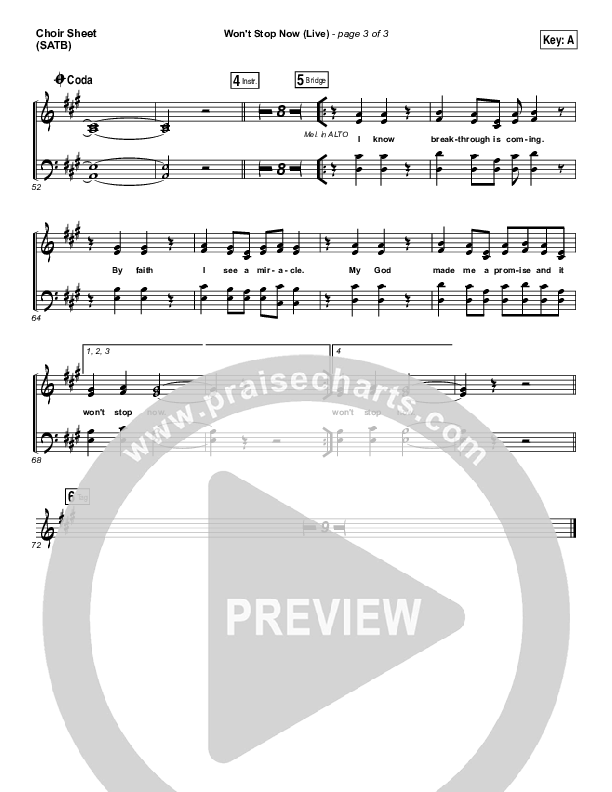 Won't Stop Now (Live) Choir Vocals (SATB) (Elevation Worship / Brandon Lake)