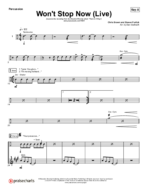 Won't Stop Now (Live) Percussion (Elevation Worship / Brandon Lake)