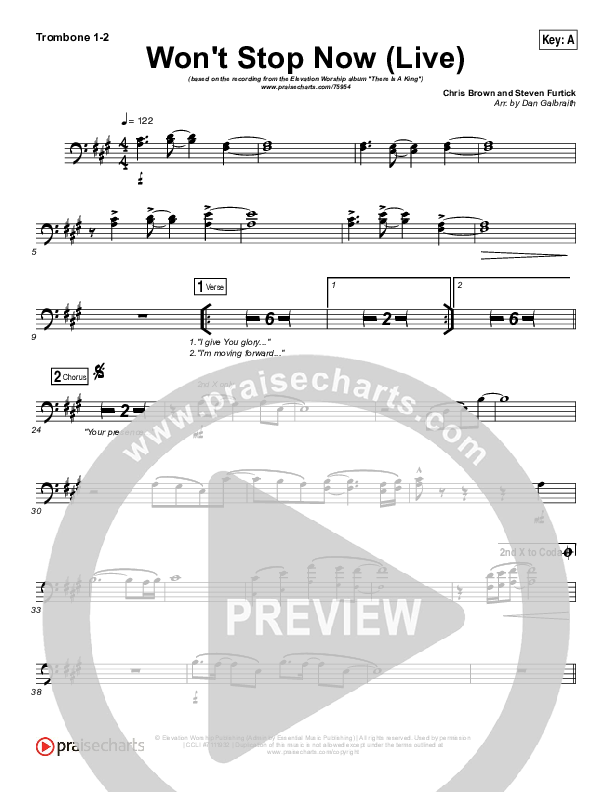 Won't Stop Now (Live) Trombone 1/2 (Elevation Worship / Brandon Lake)