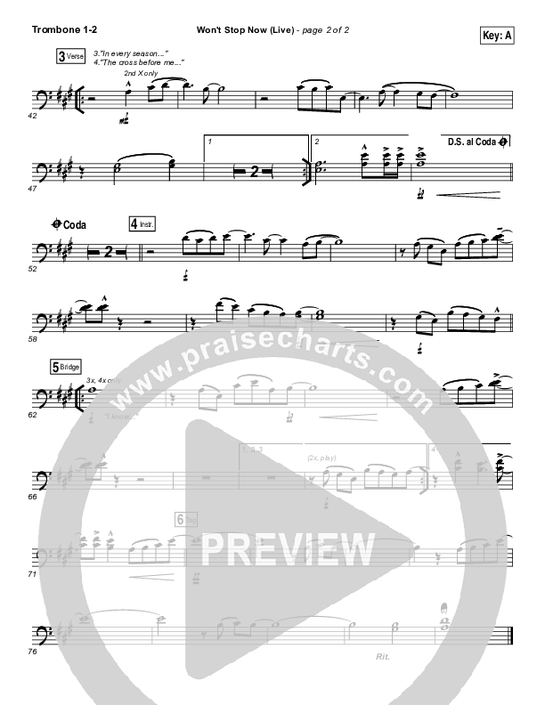 Won't Stop Now (Live) Trombone 1/2 (Elevation Worship / Brandon Lake)