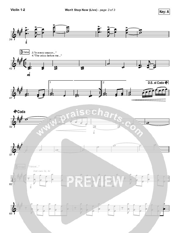 Won't Stop Now (Live) Violin 1/2 (Elevation Worship / Brandon Lake)