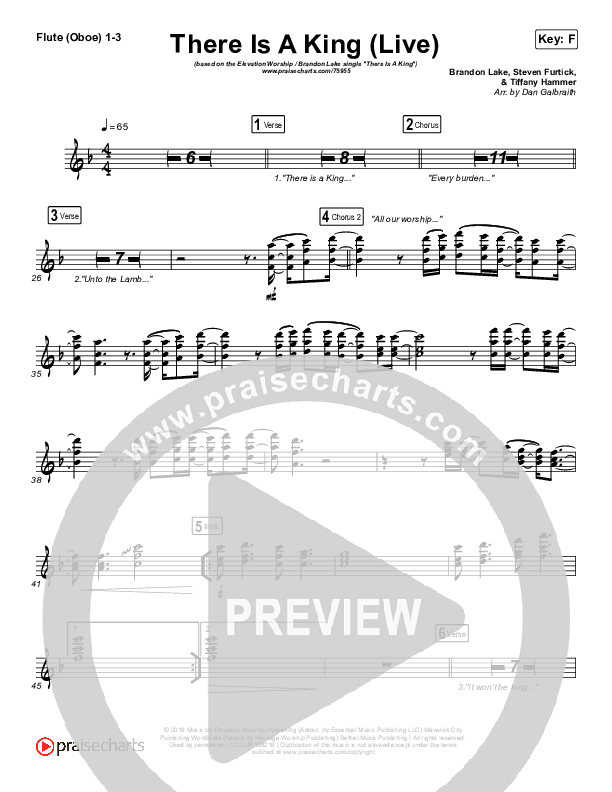There Is A King (Live) Flute/Oboe 1/2/3 (Elevation Worship / Brandon Lake)