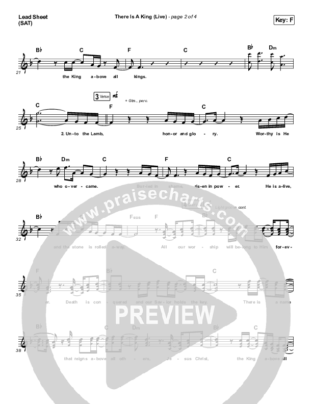 There Is A King (Live) Lead Sheet (SAT) (Elevation Worship / Brandon Lake)
