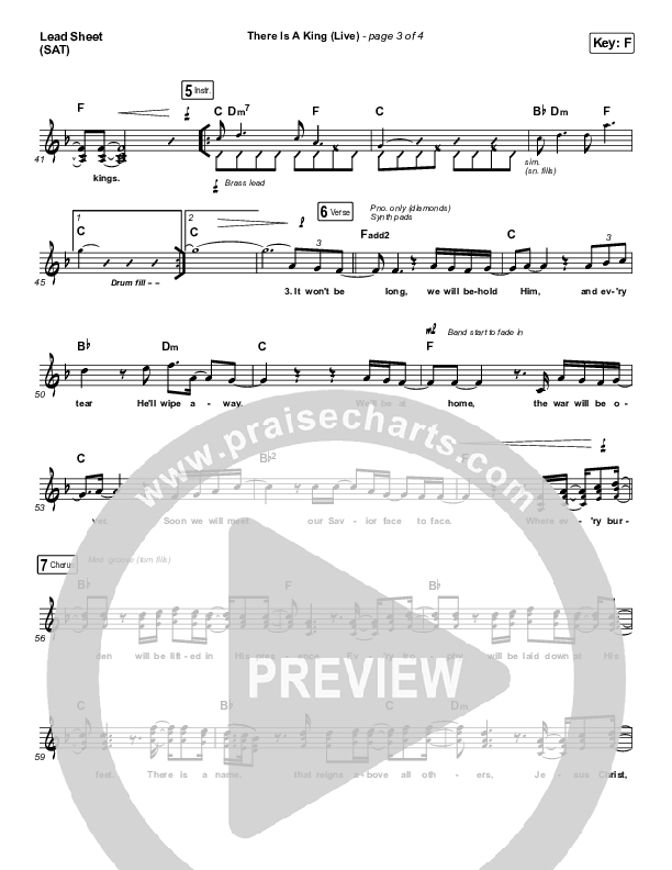 There Is A King (Live) Lead Sheet (SAT) (Elevation Worship / Brandon Lake)