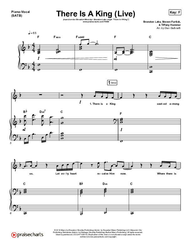 There Is A King (Live) Piano/Vocal Pack (Elevation Worship / Brandon Lake)