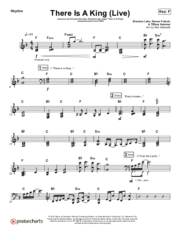 There Is A King (Live) Rhythm Chart (Elevation Worship / Brandon Lake)