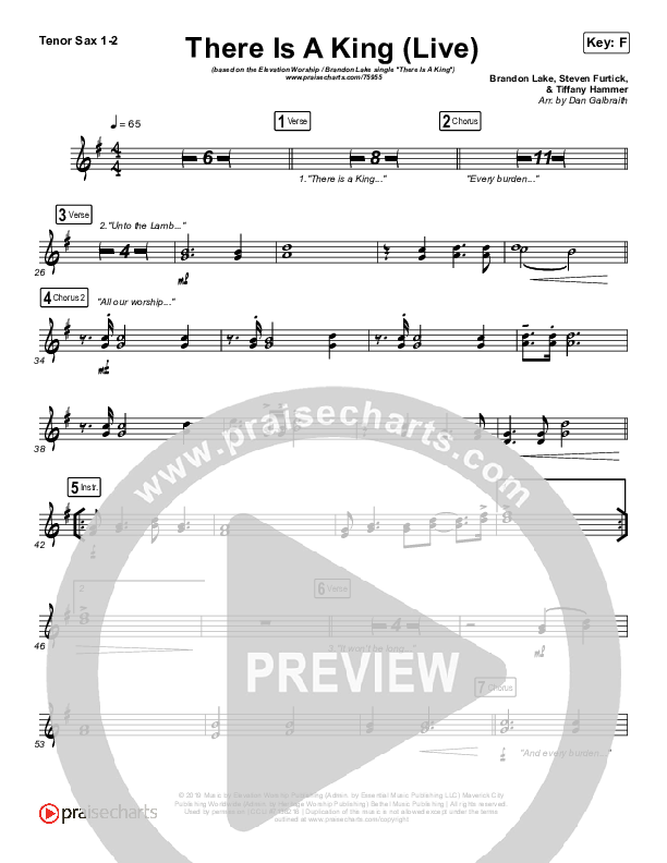 There Is A King (Live) Tenor Sax 1/2 (Elevation Worship / Brandon Lake)