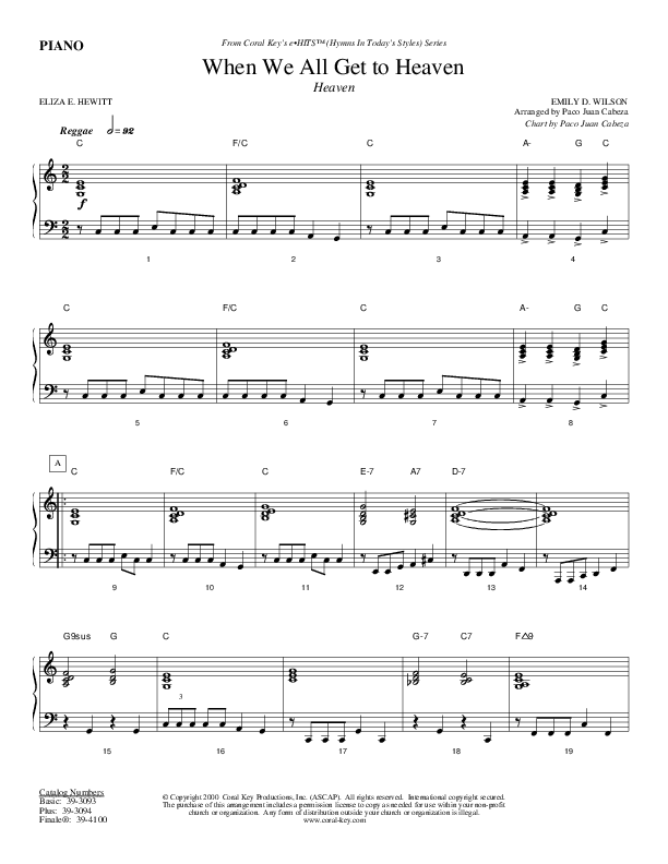 When We All Get To Heaven Piano Sheet (Todd Billingsley)