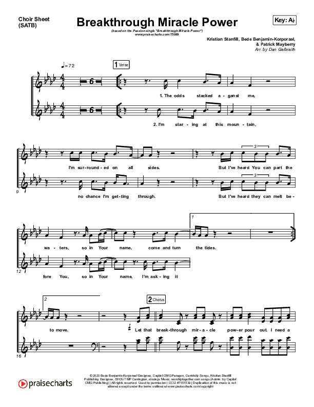 Breakthrough Miracle Power Choir Sheet (SATB) (Passion / Kristian Stanfill)
