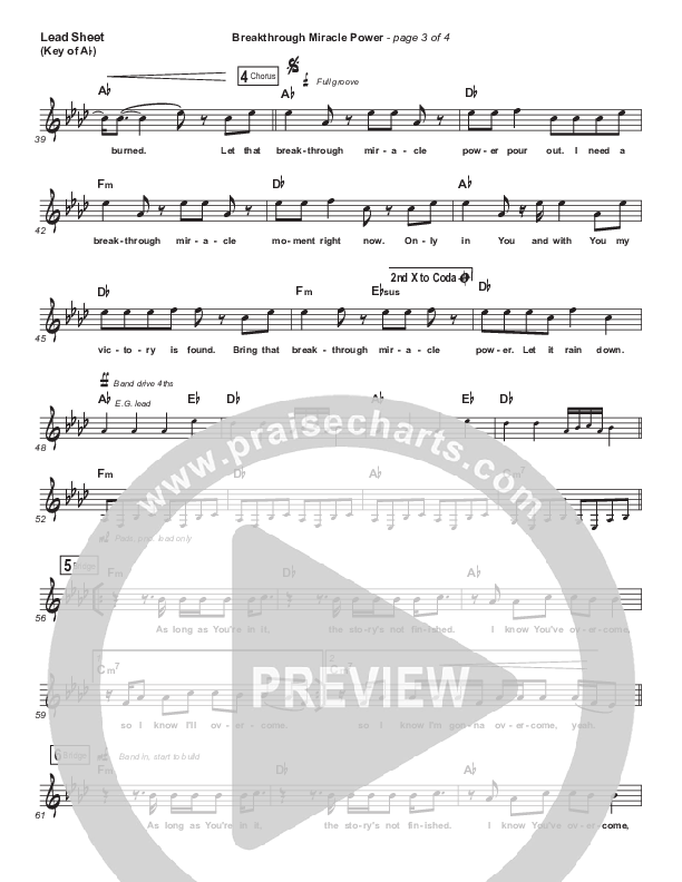 Breakthrough Miracle Power Lead Sheet (Melody) (Passion / Kristian Stanfill)