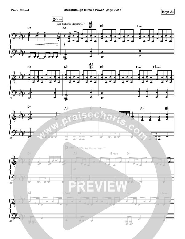 Breakthrough Miracle Power Piano Sheet (Passion / Kristian Stanfill)
