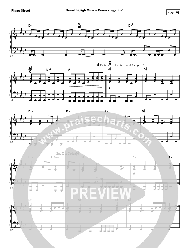 Breakthrough Miracle Power Piano Sheet (Passion / Kristian Stanfill)