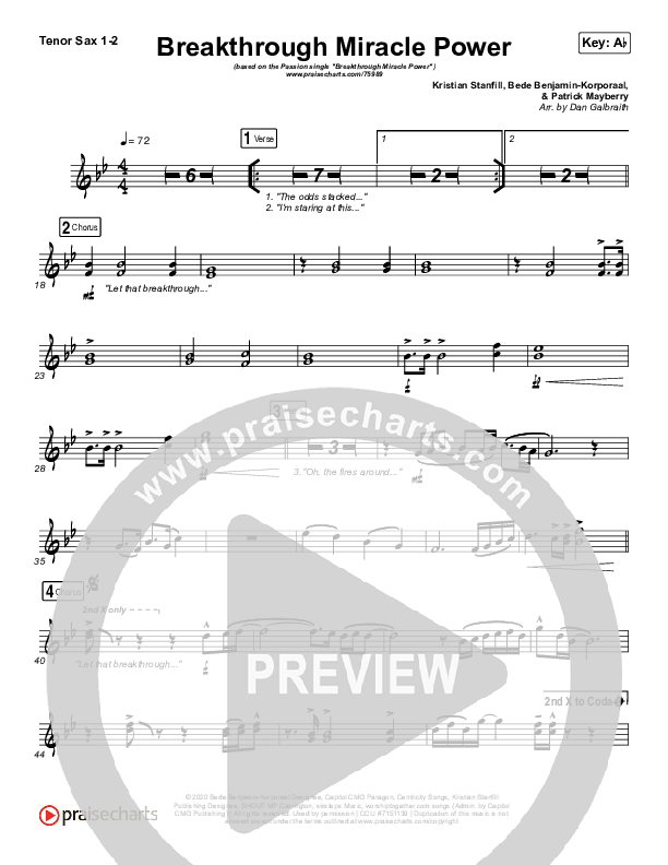 Breakthrough Miracle Power Tenor Sax 1/2 (Passion / Kristian Stanfill)