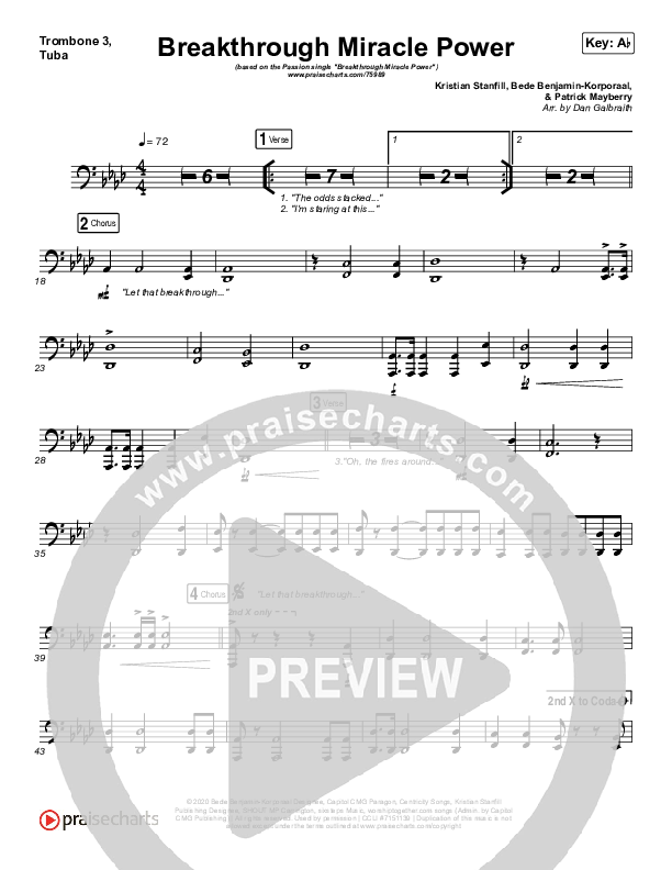 Breakthrough Miracle Power Trombone 3/Tuba (Passion / Kristian Stanfill)