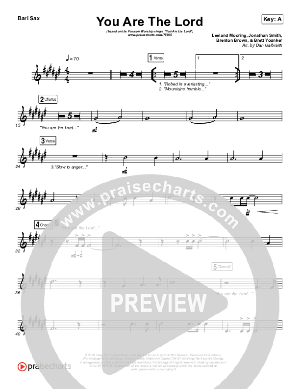 You Are The Lord Bari Sax (Passion / Brett Younker / Naomi Raine)