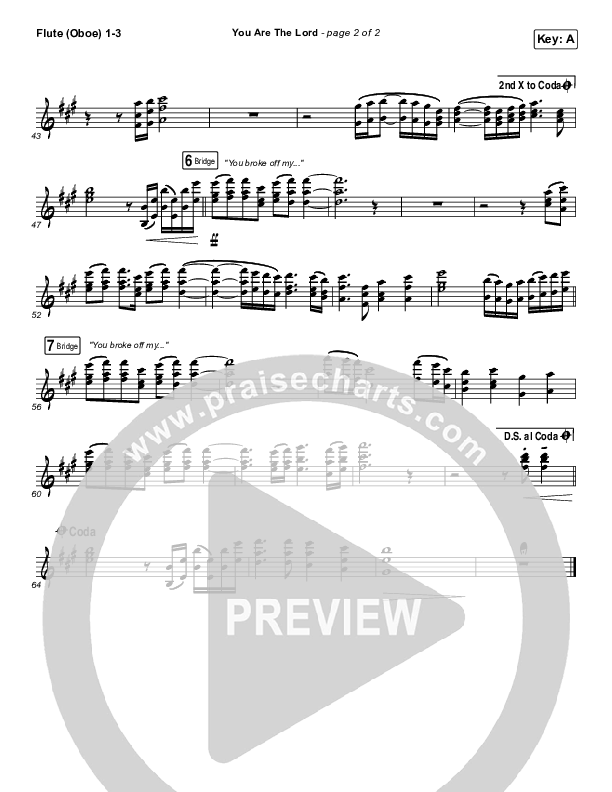 You Are The Lord Flute/Oboe 1/2/3 (Passion / Brett Younker / Naomi Raine)