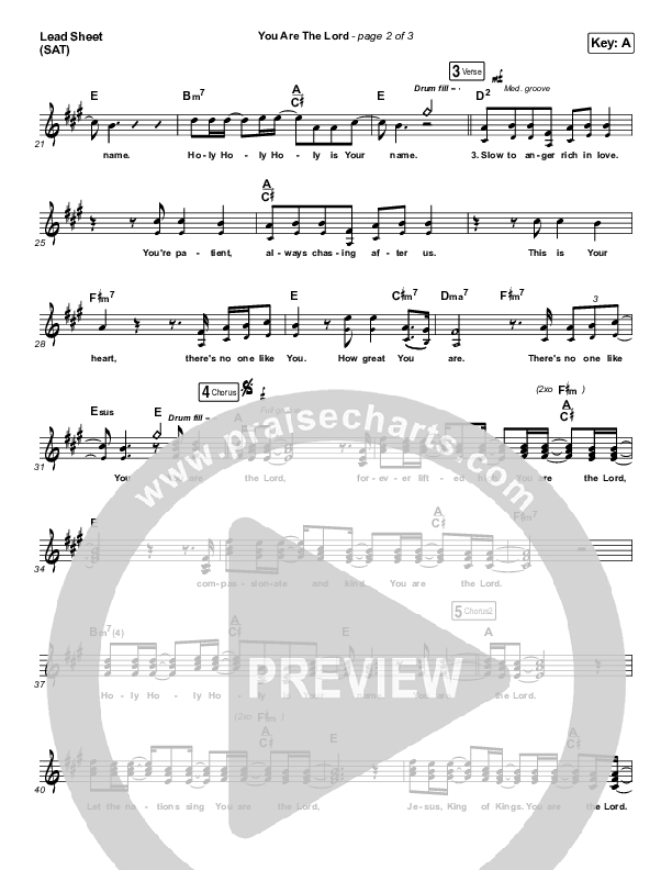 You Are The Lord Lead Sheet (SAT) (Passion / Brett Younker / Naomi Raine)