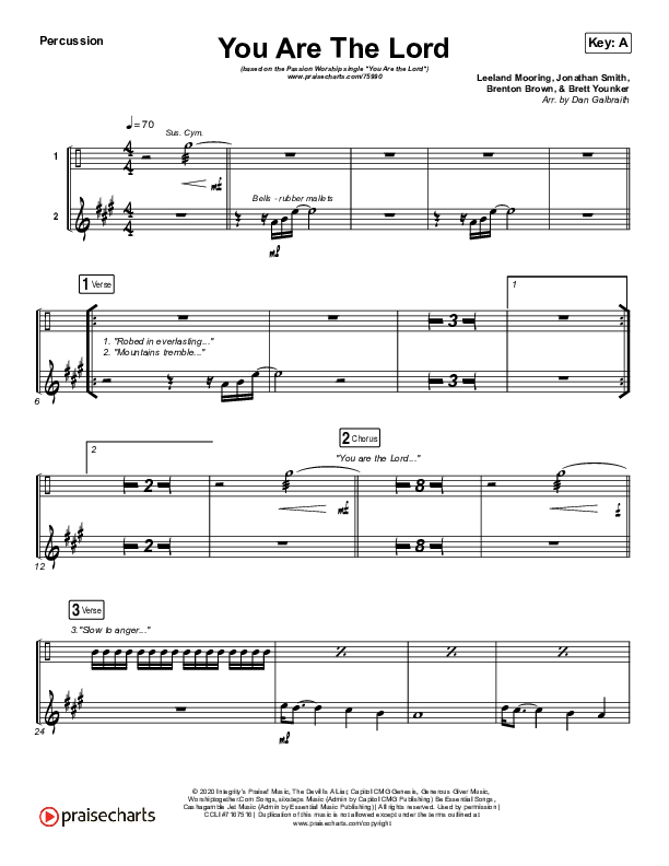 You Are The Lord Percussion (Passion / Brett Younker / Naomi Raine)