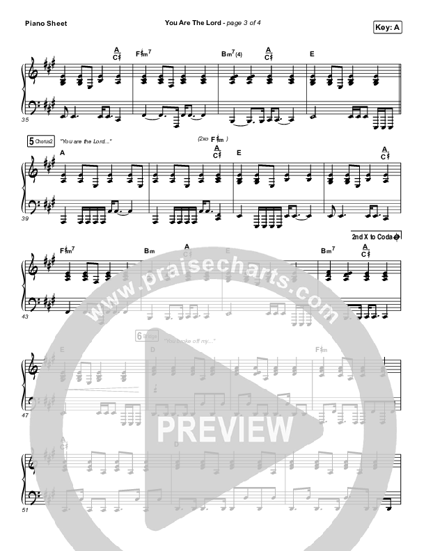 You Are The Lord Piano Sheet (Passion / Brett Younker / Naomi Raine)