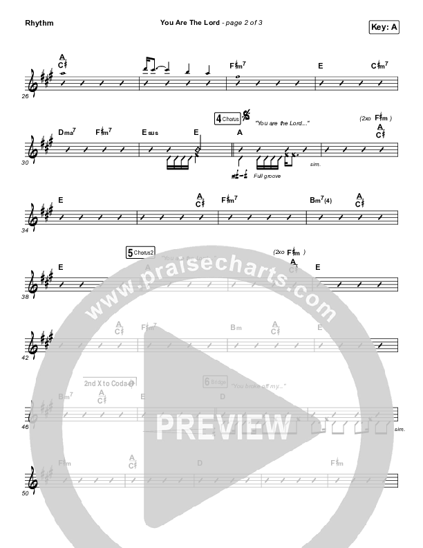 You Are The Lord Rhythm Chart (Passion / Brett Younker / Naomi Raine)