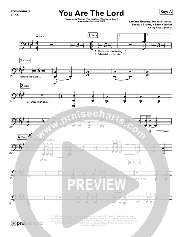 You Are The Lord Trombone 3/Tuba (Passion / Brett Younker / Naomi Raine)