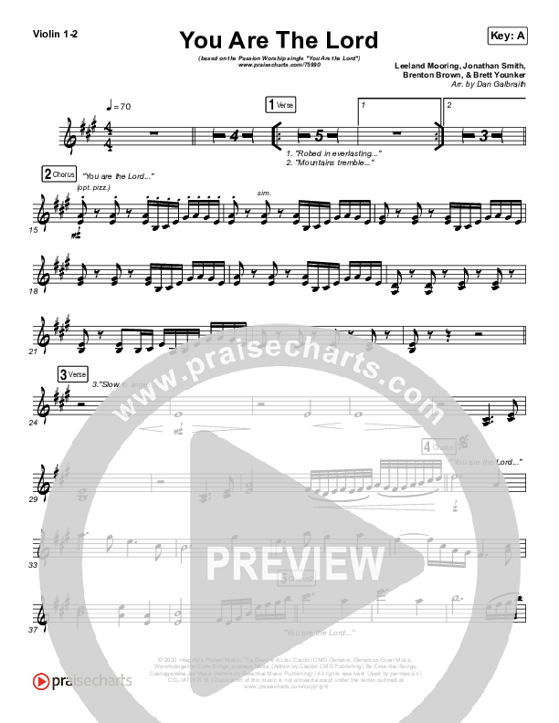 You Are The Lord Violin 1/2 (Passion / Brett Younker / Naomi Raine)