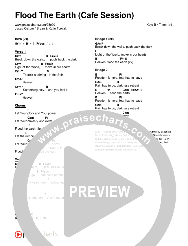 Flood The Earth (Cafe Session) Chords & Lyrics (Jesus Culture / Bryan & Katie Torwalt)