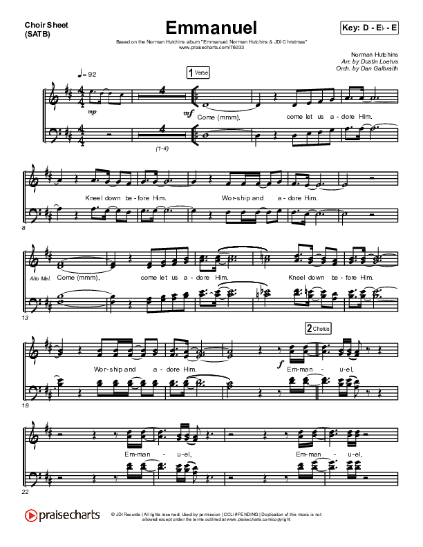 Emmanuel Choir Sheet (SATB) (Norman Hutchins)