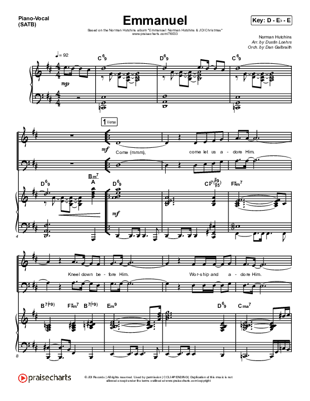 Emmanuel Sheet Music Pdf Norman Hutchins Praisecharts Emmanuel Sheet Music Pdf Norman Hutchins Praisecharts