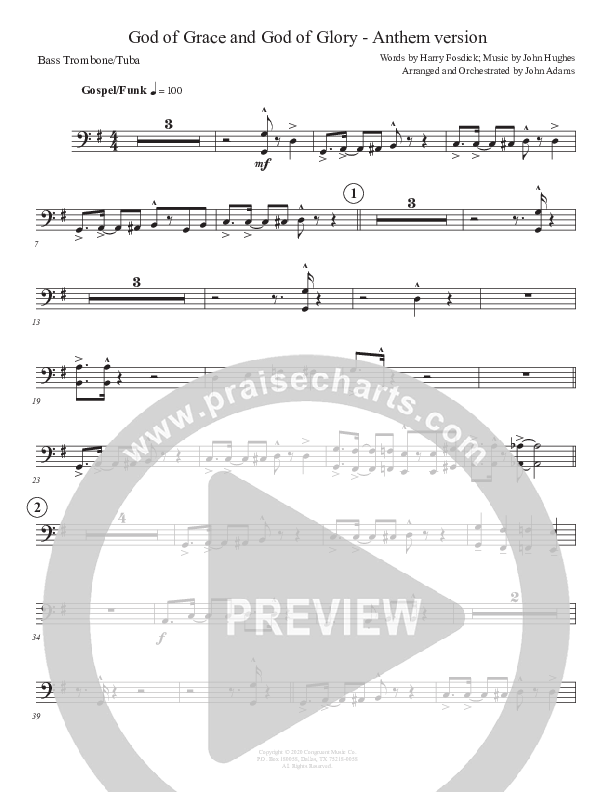 God Of Grace And God Of Glory (Anthem Version) Bass Trombone (John Adams)