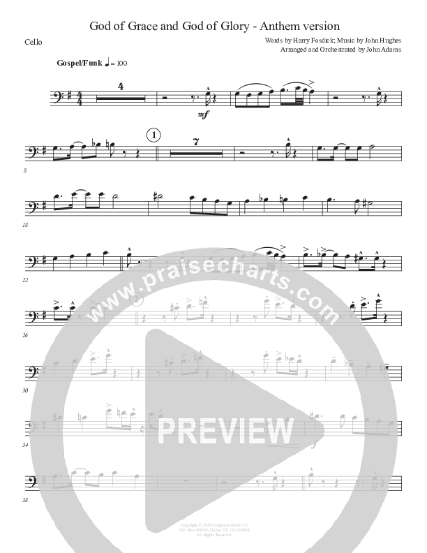 God Of Grace And God Of Glory (Anthem Version) Cello (John Adams)