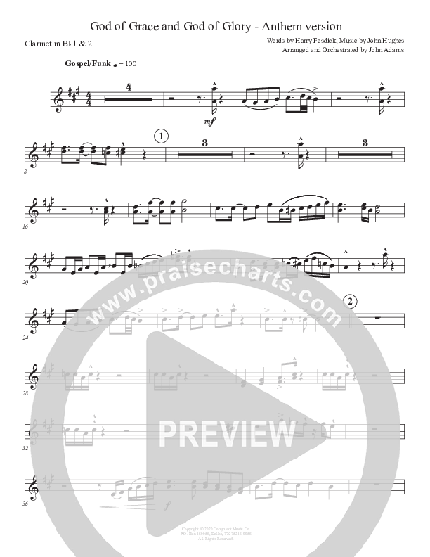 God Of Grace And God Of Glory (Anthem Version) Clarinet 1/2 (John Adams)