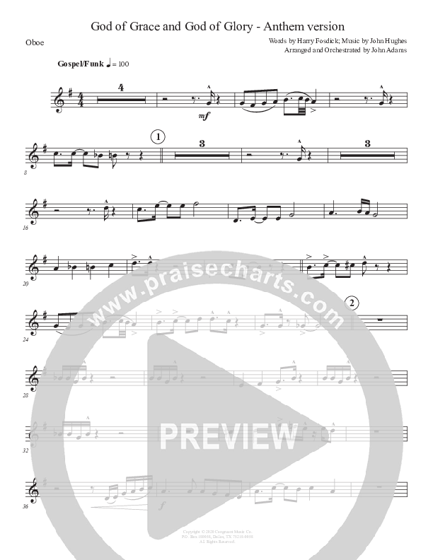 God Of Grace And God Of Glory (Anthem Version) Oboe (John Adams)