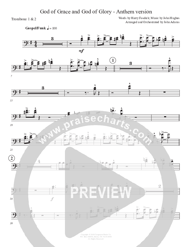 God Of Grace And God Of Glory (Anthem Version) Trombone 1/2 (John Adams)