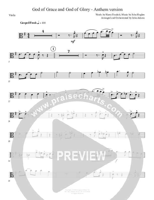 God Of Grace And God Of Glory (Anthem Version) Viola (John Adams)