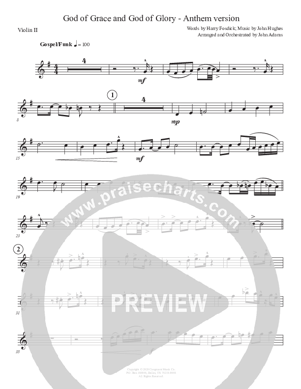 God Of Grace And God Of Glory (Anthem Version) Violin 2 (John Adams)