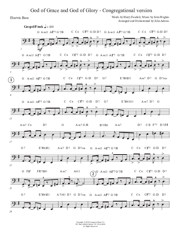 God Of Grace And God Of Glory (Congregational Version) Bass Guitar (John Adams)
