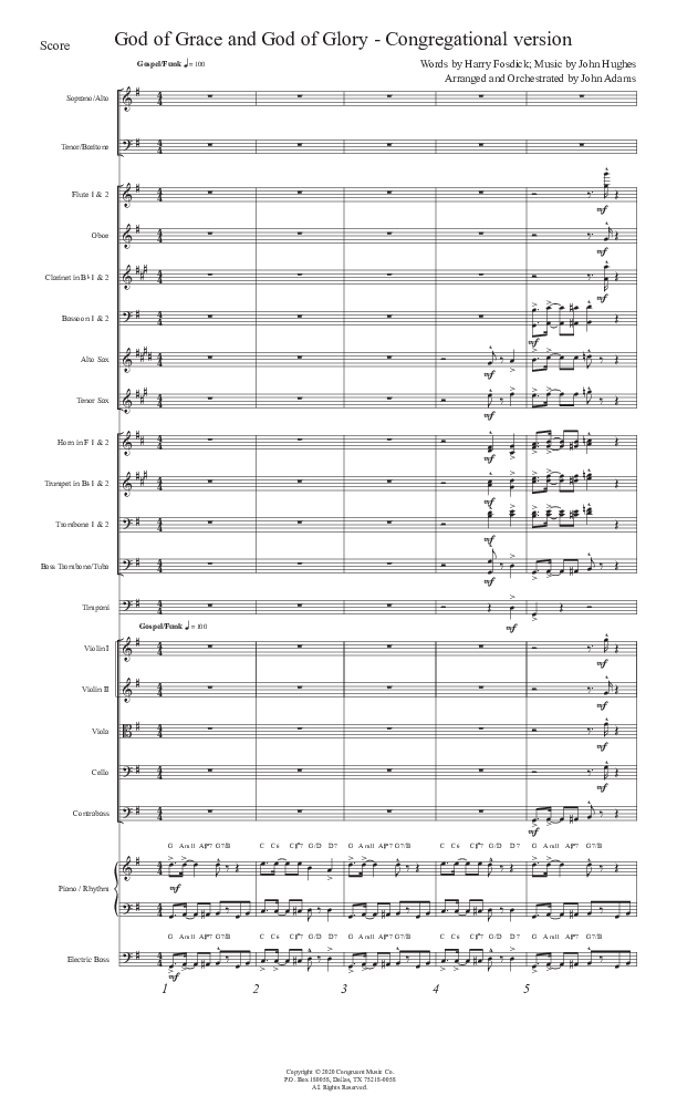 God Of Grace And God Of Glory (Congregational Version) Conductor's Score (John Adams)