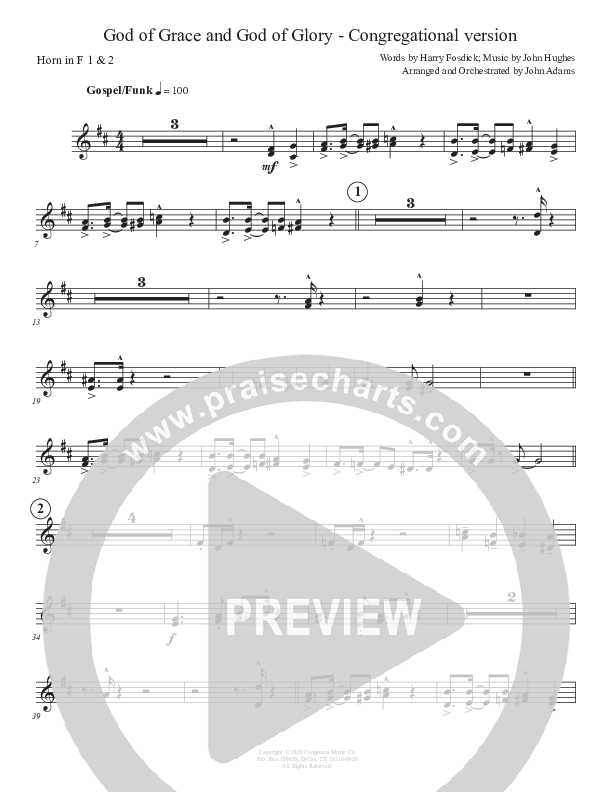 God Of Grace And God Of Glory (Congregational Version) French Horn 1/2 (John Adams)