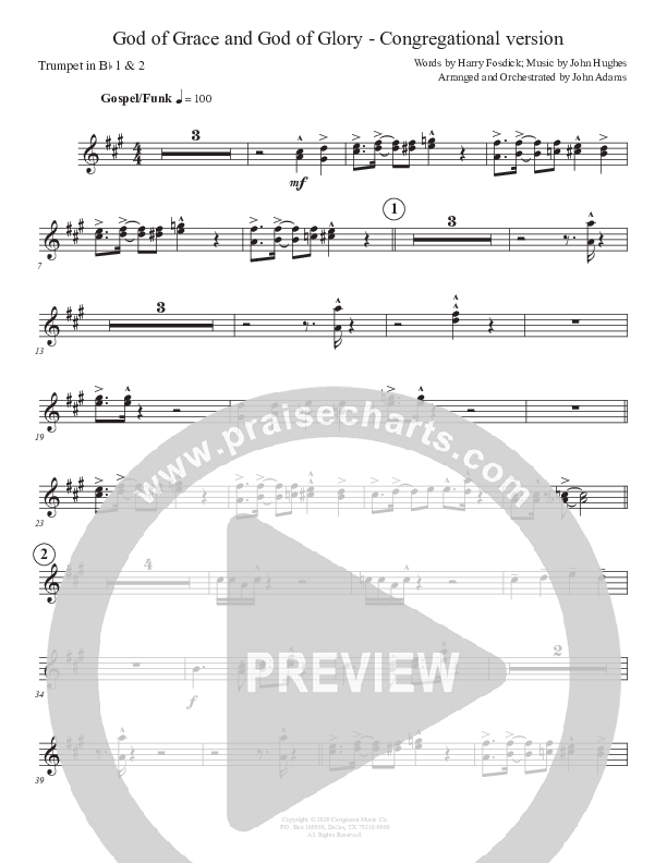 God Of Grace And God Of Glory (Congregational Version) Trumpet 1,2 (John Adams)