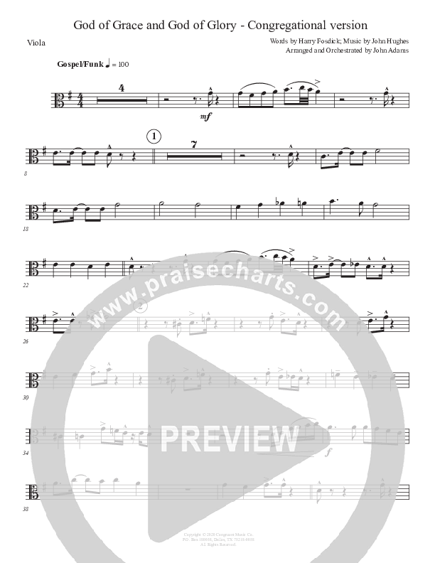 God Of Grace And God Of Glory (Congregational Version) Viola (John Adams)