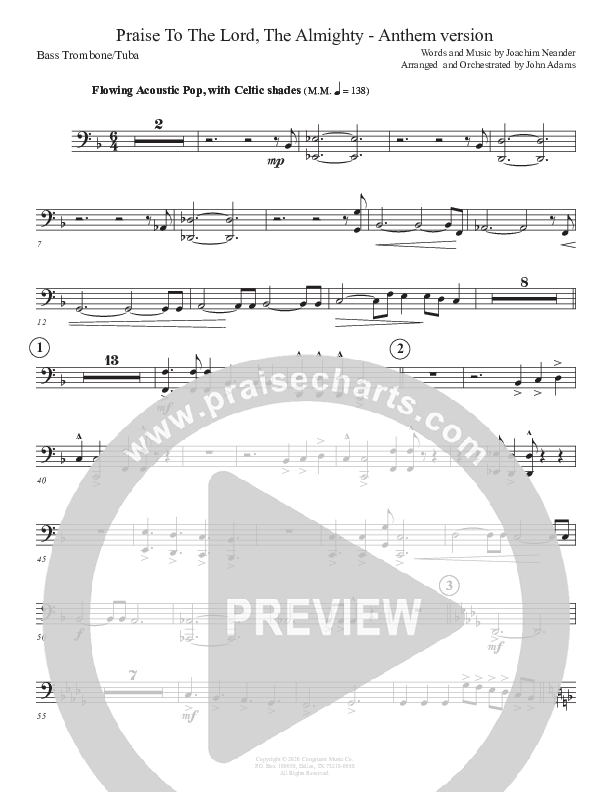 Praise To The Lord The Almighty (Anthem Version) Bass Trombone (John Adams)