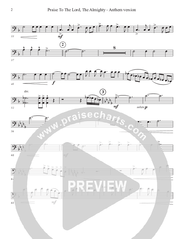 Praise To The Lord The Almighty (Anthem Version) Cello (John Adams)