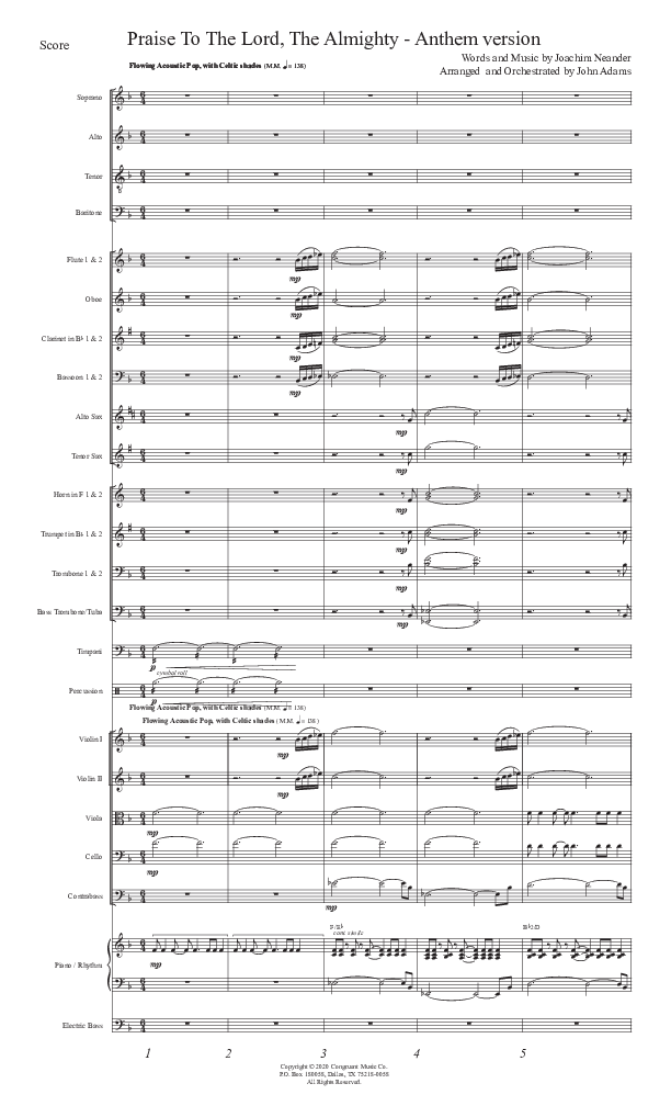 Praise To The Lord The Almighty (Anthem Version) Conductor's Score (John Adams)