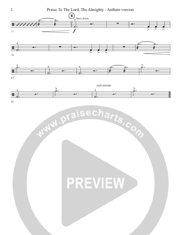 Praise To The Lord The Almighty (Anthem Version) Percussion (John Adams)